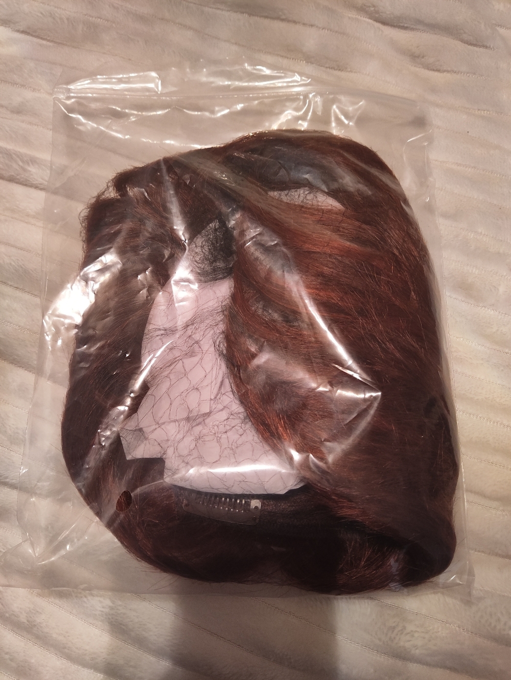 Reecho Large Base Short Synthetic Hair Topper Wiglet Reddish Ginger Brown - Picture 7 of 7